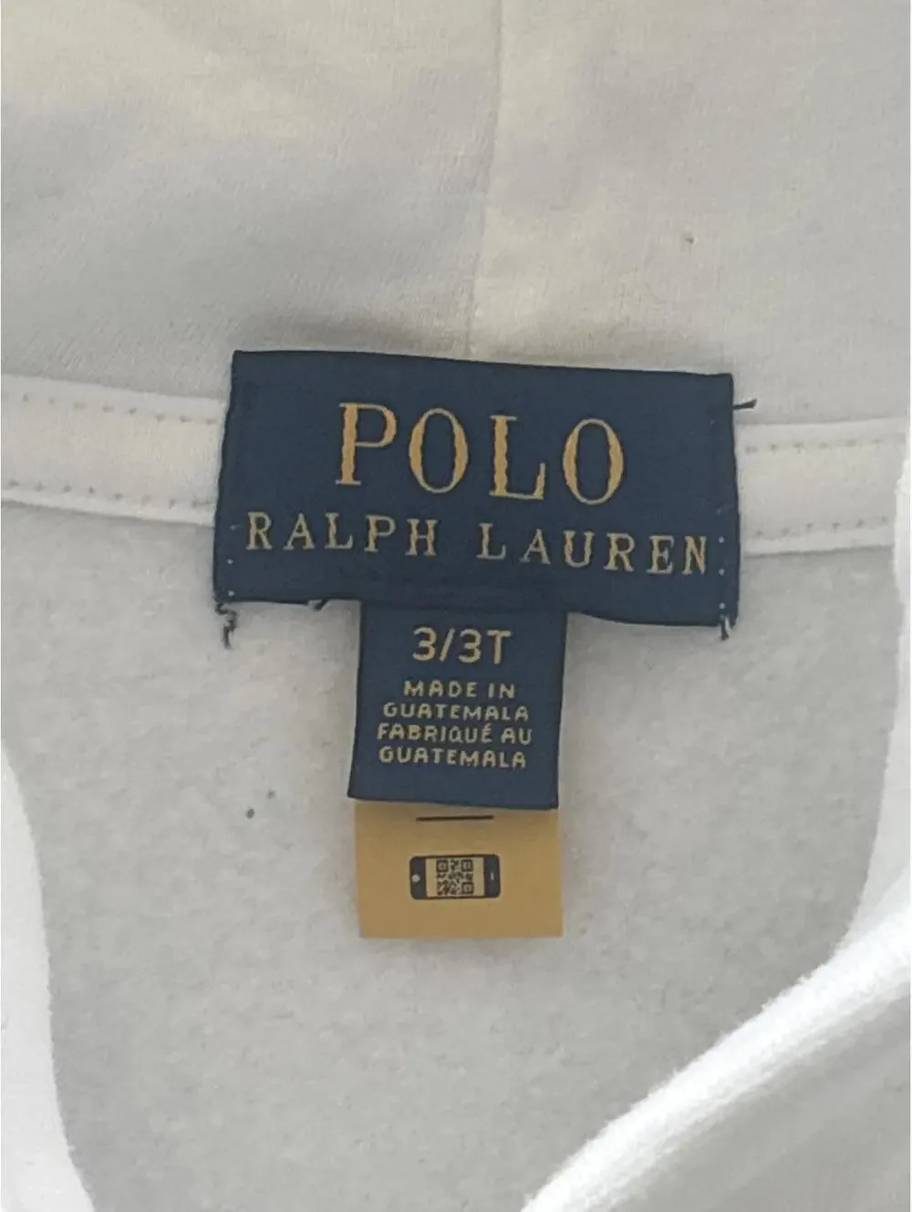 Polo Ralph Lauren White Hoodie for Toddler 3T Boys girls Kids